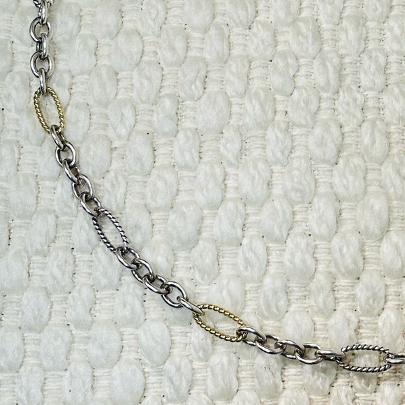David Yurman 32” Oval Link 925 Sterling Silver 18K Gold Figaro Chain Necklace - Picture 7 of 10